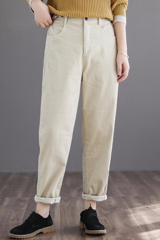 Simple Pure Color Long Corduroy Pants C2971