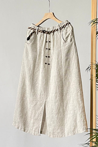 Spring Summer Linen Midi Skirt C3181
