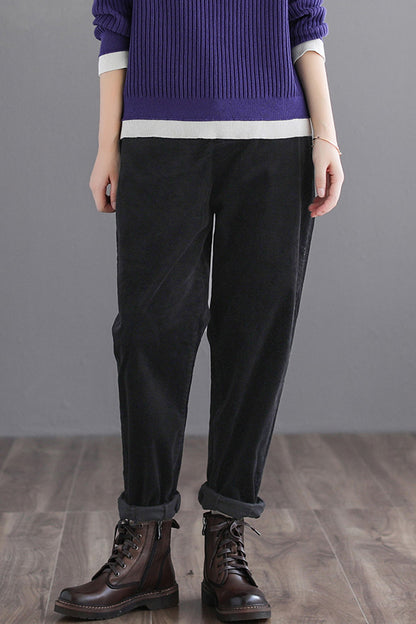 Simple Pure Color Long Corduroy Pants C2971