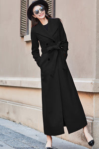 Red wool coat, Long wool coat for women C2525