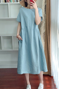Summer Midi Linen Dress C3173