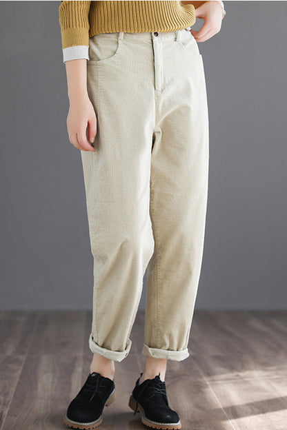 Simple Pure Color Long Corduroy Pants C2971