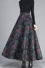 Load image into Gallery viewer, Vintage Inpsired Floral Wool Maxi Skirt C2473
