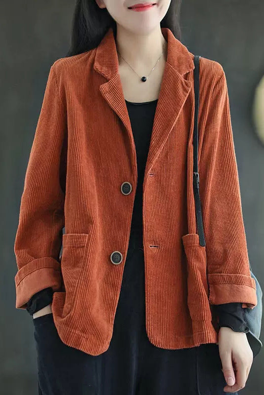 Loose Long Sleeve Corduroy Coats C2984