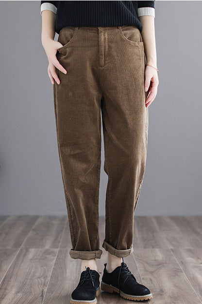 Simple Pure Color Long Corduroy Pants C2971