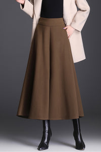 A-Line Wide Leg Wool Skirt Pants C3059