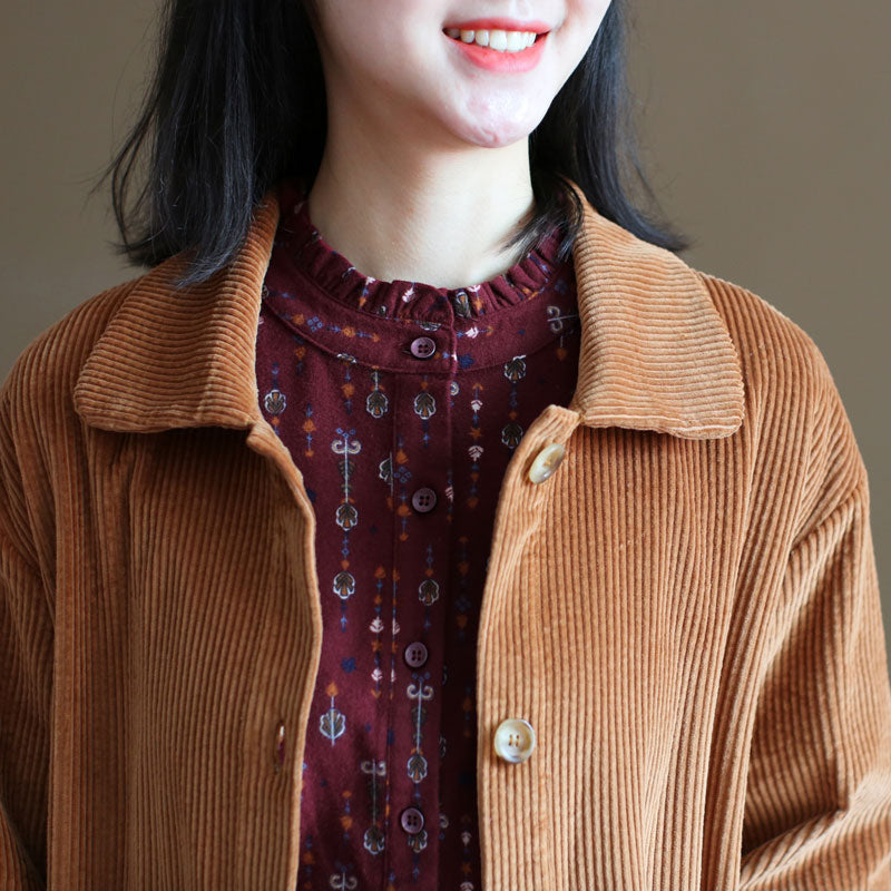 Coffee Color Corduroy Coat C2449