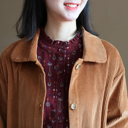 Coffee Color Corduroy Coat C2449