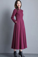 Load image into Gallery viewer, Peter Pan Collar wool maxi Dress C2532
