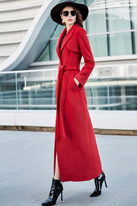 Maxi Wool trench coat, Autumn winter outerwear C2528