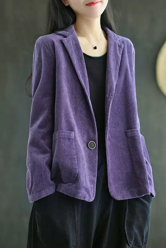 Loose Long Sleeve Corduroy Coats C2984