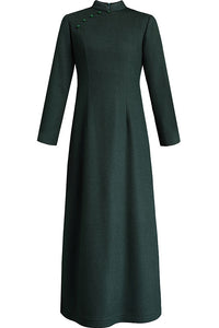 Women Vintage inspired Green Wool Dress C2531