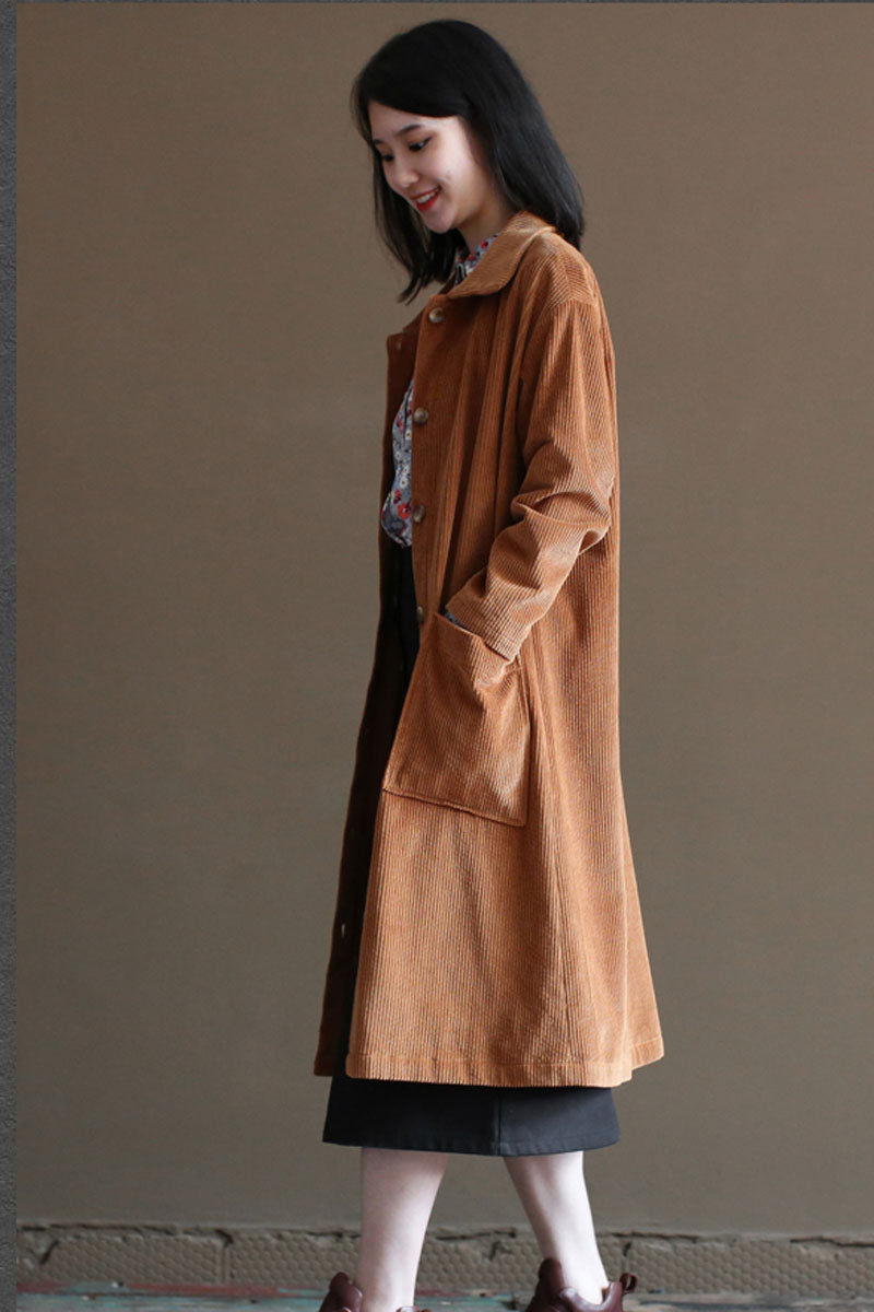 Coffee Color Corduroy Coat C2449