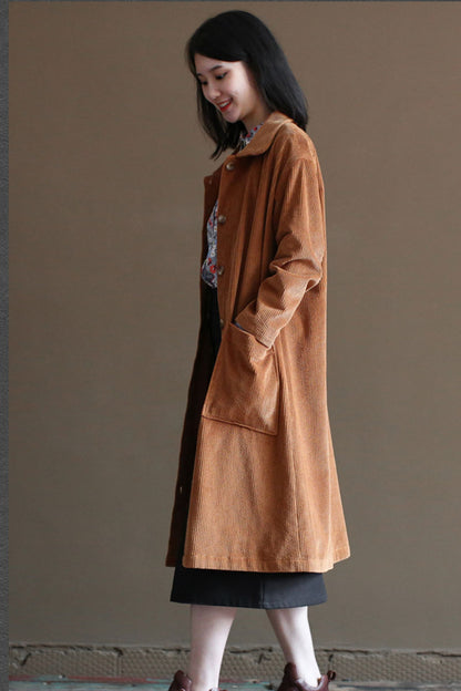 Coffee Color Corduroy Coat C2449