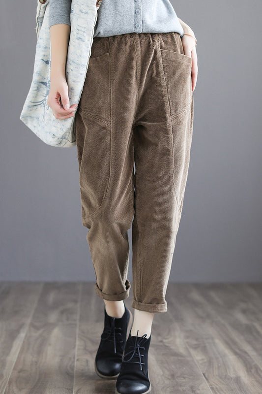 Women Casual Long Corduroy Pants C2970