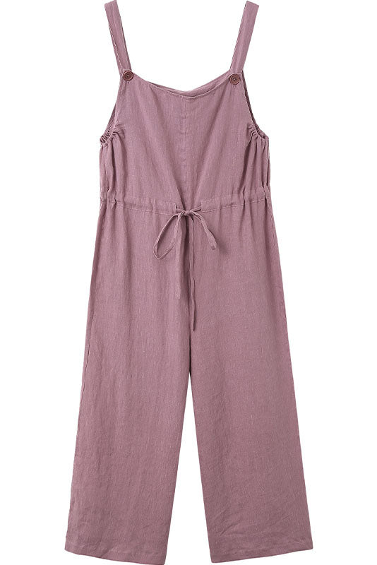 Women Spring Summer Casual Cropped Linen Overalls C2899