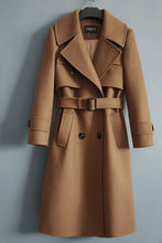 Load image into Gallery viewer, Black Military Wool Coat, Long Wool Trench Coat C2584
