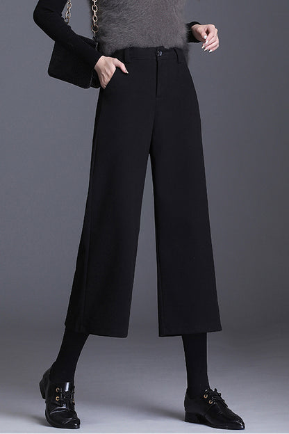 High Waist Wide Leg Wool Pants C3046