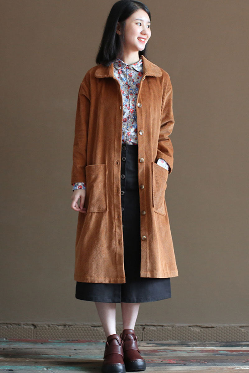 Coffee Color Corduroy Coat C2449