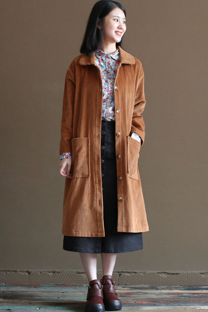 Coffee Color Corduroy Coat C2449