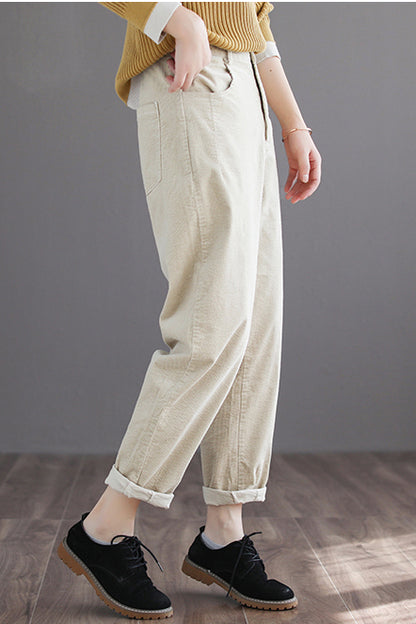 Simple Pure Color Long Corduroy Pants C2971