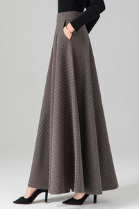 Women Autumn Plaid Wool Skirt C3125