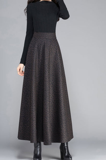 Vintage Inpsired Floral Wool Maxi Skirt C2473