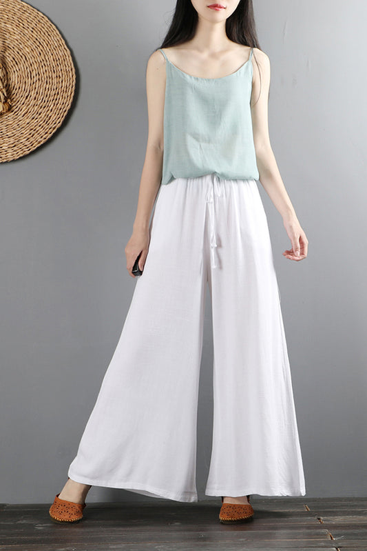 Vintage-inspired High Waist Cotton Linen Pants C2877