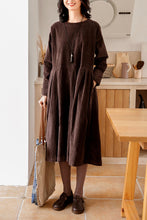 Load image into Gallery viewer, Women Autumn Corduroy Midi Dress C2980
