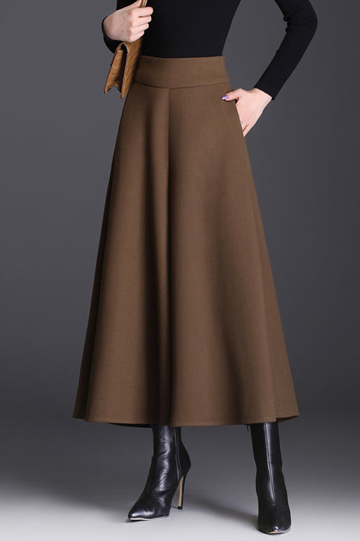 A-Line Wide Leg Wool Skirt Pants C3059