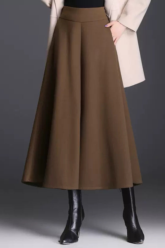 A-Line Wide Leg Wool Skirt Pants C3059