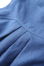 Load image into Gallery viewer, Spring Summer Women Blue Linen Suspender Midi Dress C2904
