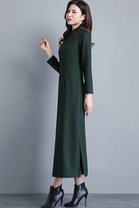 Women Vintage inspired Green Wool Dress C2531