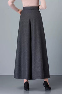 Gray Loose Wide Leg Wool Pants C3058