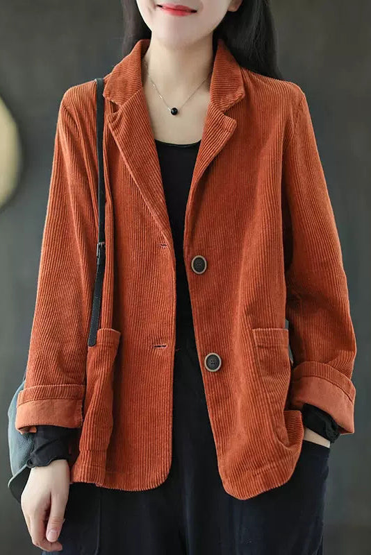 Loose Long Sleeve Corduroy Coats C2984