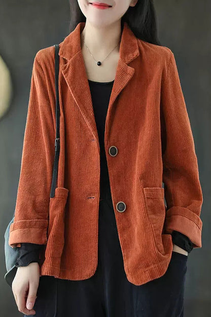 Loose Long Sleeve Corduroy Coats C2984