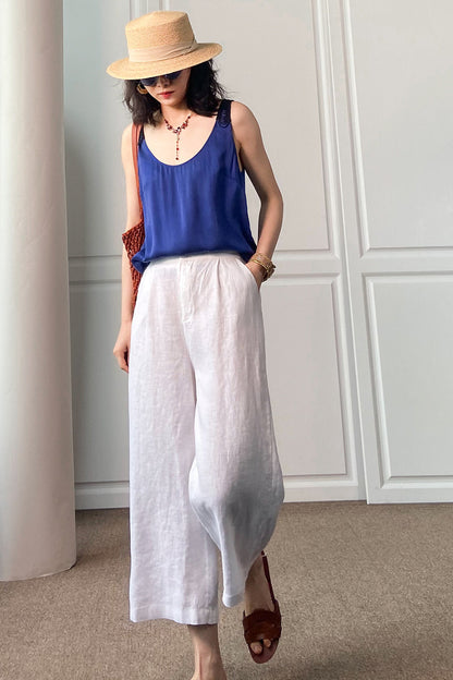 Cotton Linen Wide Leg Women Casual Pants C2892