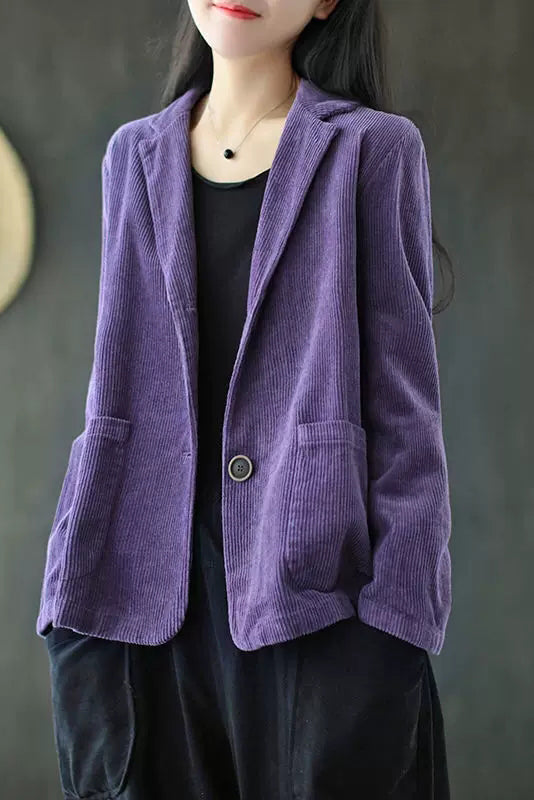 Loose Long Sleeve Corduroy Coats C2984