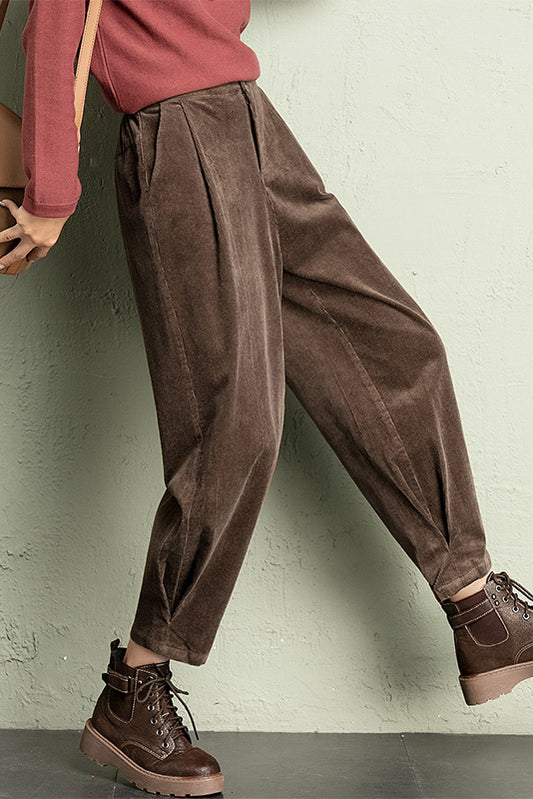 Casual Elastic Waist Corduroy Pants C2963