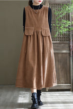 Load image into Gallery viewer, Women Autumn Sleeveless Corduroy Dress C2985
