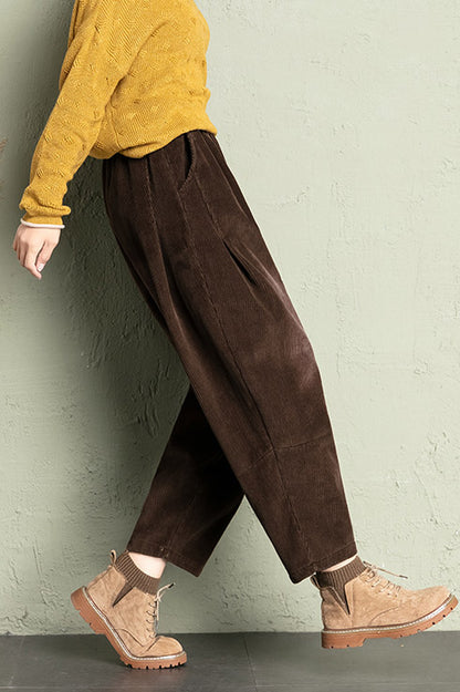 High Waist Thick Corduroy Pants C2964
