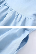 Load image into Gallery viewer, Women Summer Light Blue Cotton Linen Dress C2896
