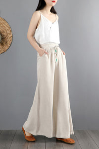 Spring Vintage-inspired Cotton Linen Women Pants C2878