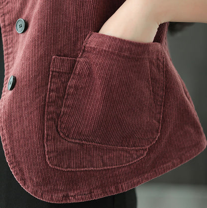 Dark Red Corduroy Vest C2444