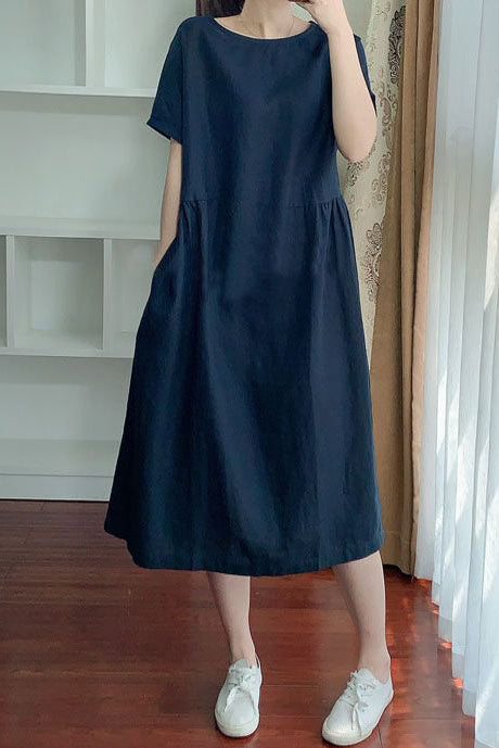 Summer Midi Linen Dress C3173