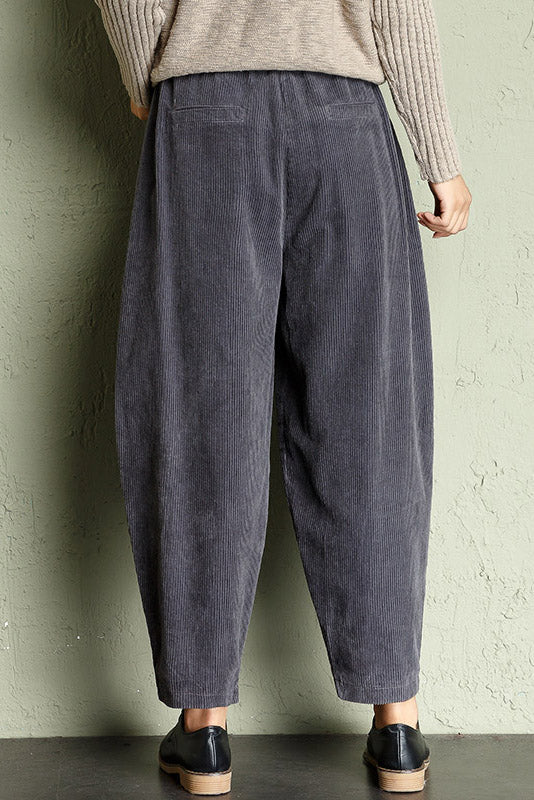 Gray High Waist Corduroy Pants C2955