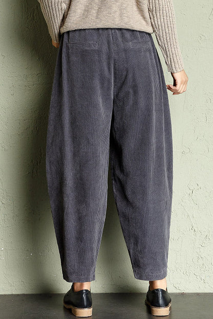 Gray High Waist Corduroy Pants C2955