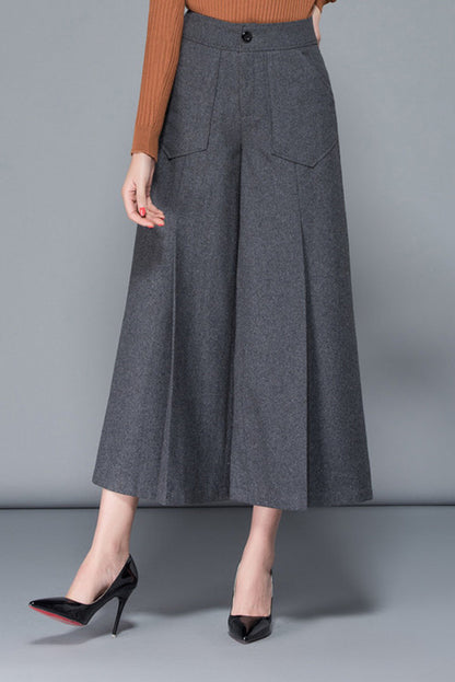 Women Wide Leg Wool Pants C3047