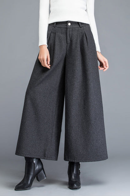 Plus Size Wide Leg Wool Pants C3053