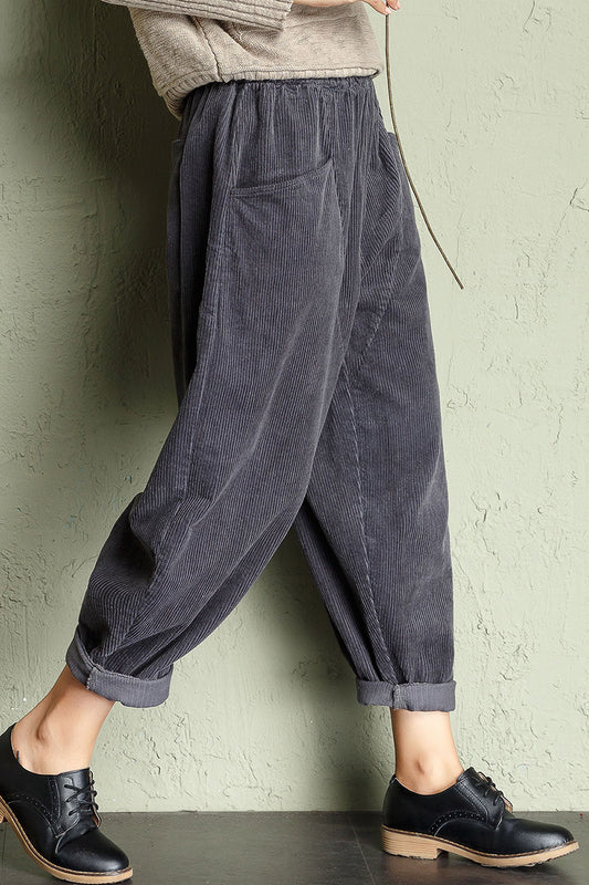 High Waist Casual Corduroy Pants C2955